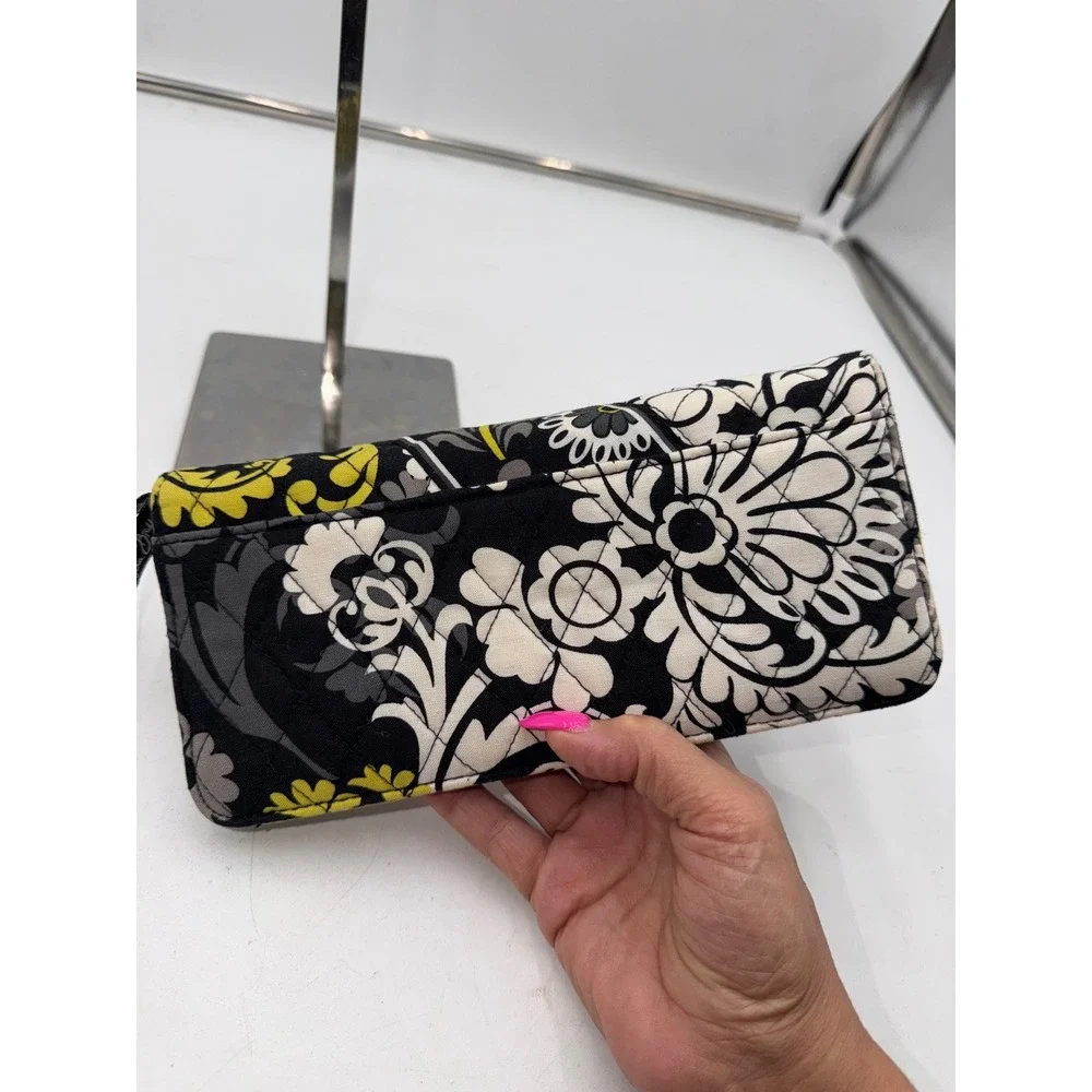 Vera Bradley Baroque Travel Organizer Wallet Black Yellow Floral Retired